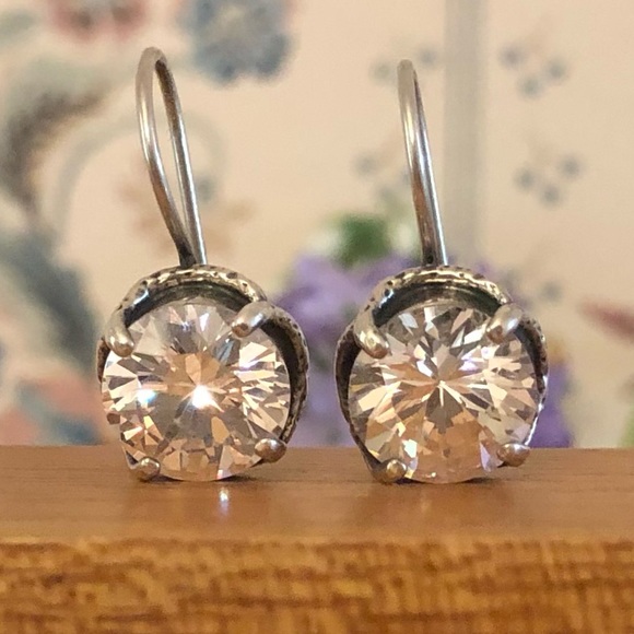 Vintage Silpada Sterling Silver Cubic Zirconia Center Stage Earrings W1863 - Picture 7 of 16
